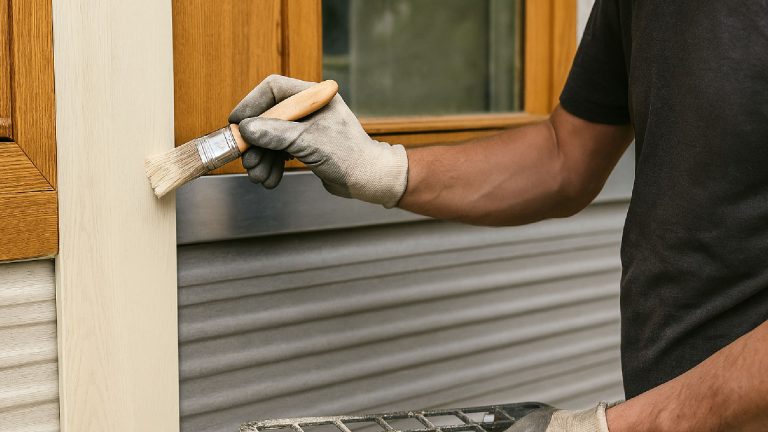 Applicazione di Herbol Profi-Satin su superficie in legno con finitura satinata uniforme